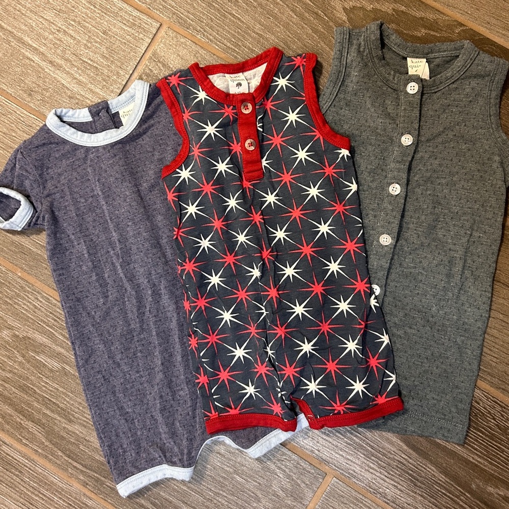Kate Quinn Summer Bundle 3 Baby Shortie Rompers 6-12M